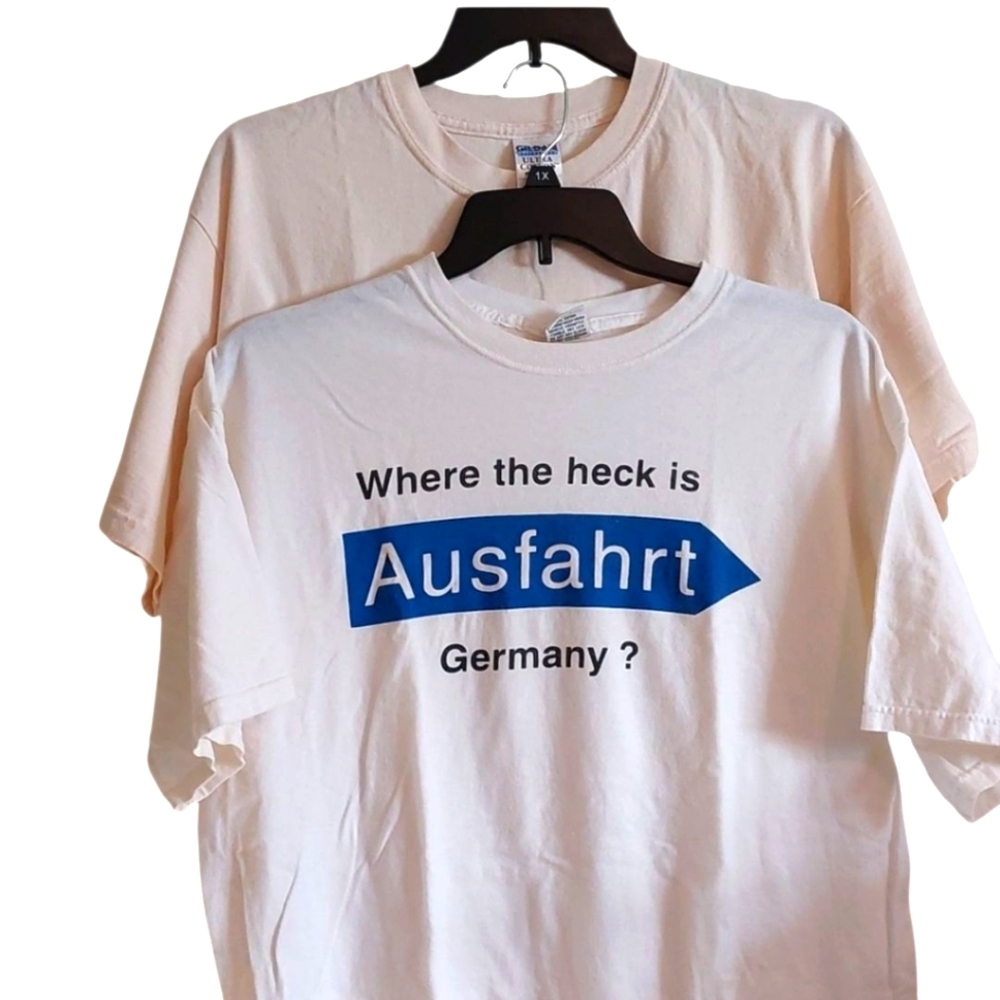Bundle of 2 German Graphic T-shirts Unisex White And Cream EUC XL Octoberfest